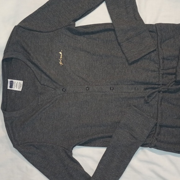 Victoria's Secret Pink Pajamas S Gray Merry Happy Long Janes Thermal Christmas - Picture 6 of 7